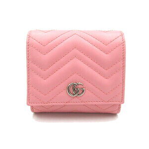 Gucci GG Marmont Bi fold Wallet Leather Pink